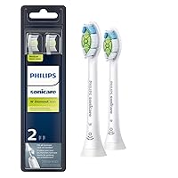 Genuine W DiamondClean Replacement Toothbrush Heads, 2 Brush Heads, White, HX6062/65