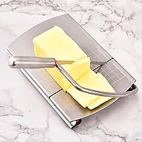 Stainless Steel Cheese Slicer Cutter, Multipurpose Cheese Slicer Food Cutter with Blade, Cheese Cutter Board Accurate Size Scale for Cutting Cheese Butter Vegetables Sausage Herbs & More