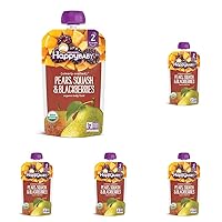 Happy Baby Organics Baby Food Pear Squash & Blackberries, 4 Oz Pouch (Pack of 5)