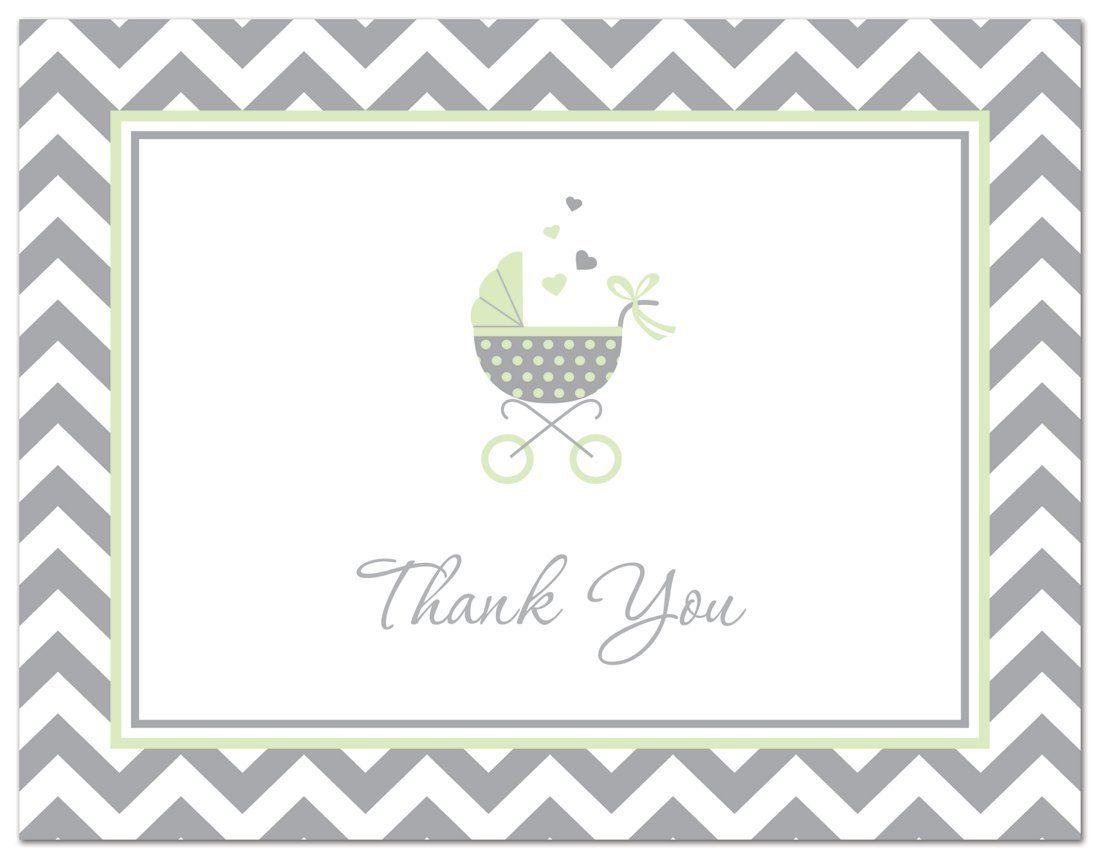 50 Cnt Lovely Mint Carriage Baby Shower Thank You Cards