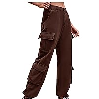 Womens Multi Pocket Cargo Pants Workout Military Pants Y2K Baggy Hiking Full Pant Casual Lightweight Work Trousers
