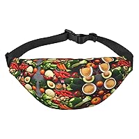 Healthy Food Adjustable Belt Hip Bum Bag Fashion Water Resistant Hiking Waist Bag for Traveling Casual Running Hiking Cycling