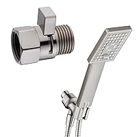 BRIGHT SHOWERS High Pressure Handheld Shower Head Set with Water Flow Control Valve, Brushed Nickel