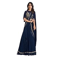 navy Indian Imported Butterfly Sleeve Blouse One minute saree Ready to wear sari 3527