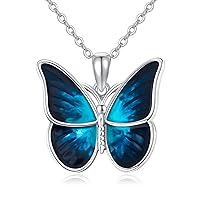 AOBOCO Schmetterling Halskette Halskette mit blauem Farbverlauf 925 Sterling Silber Schmetterlings Schmuck Geschenke für Frauen