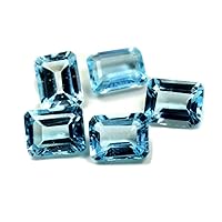 Natural Blue Topaz Loose Gemstone 8X6-11X9 MM 5 Pcs Lot Rectangle Shape at Wholesale Rate