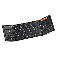 ProtoArc XK01 Foldable Keyboard Foldable with Numeric Keypad, Rechargeable Wireless Mini Keyboard with 3 Bluetooth Channels for iOS, Android, Windows, Tablet - Black