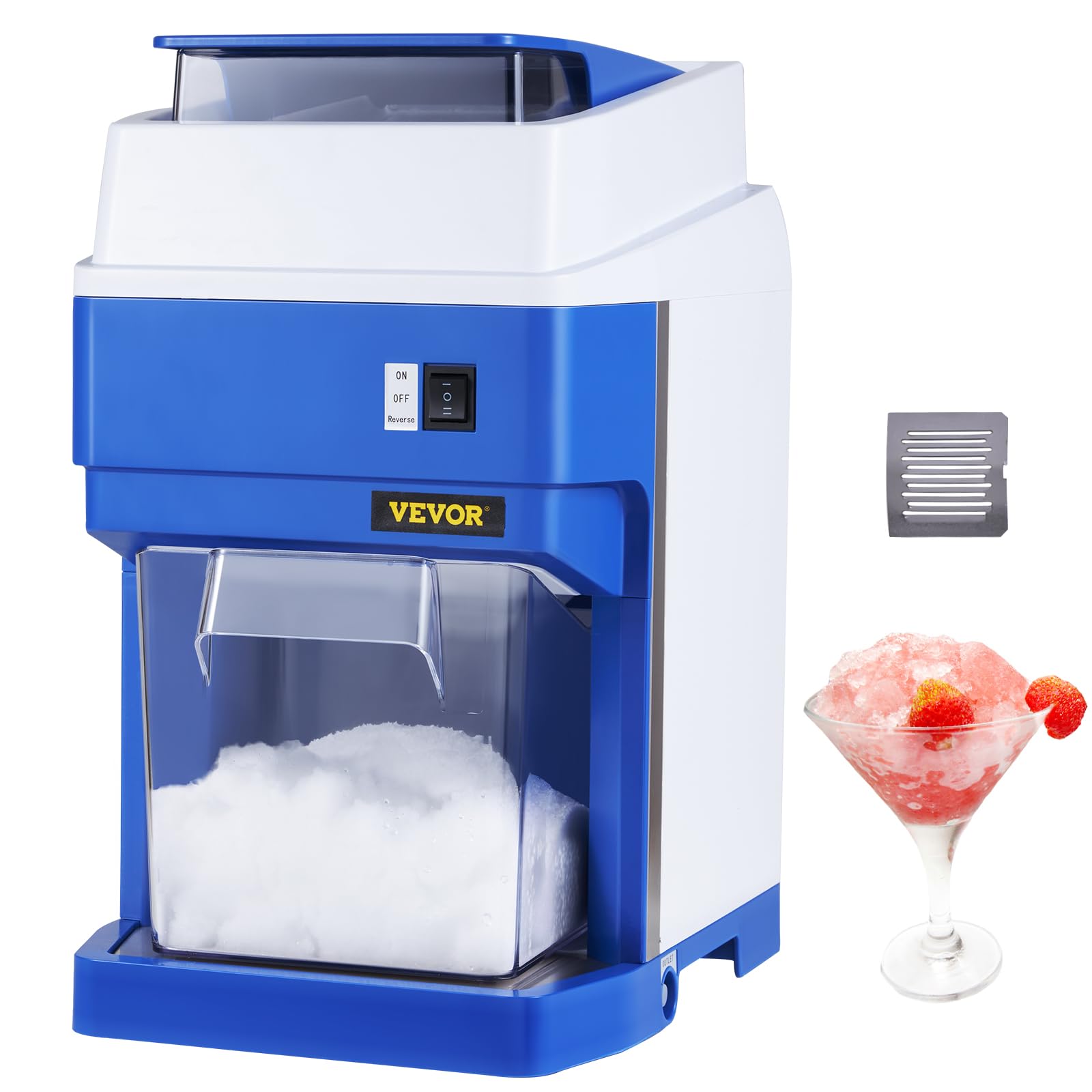 VEVOR Commercial Shaver Crusher 265lbs Per Hour Electric Snow Cone Maker 300W Tabletop Shaved Ice Machine, Medium, Blue