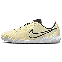 Nike Jr. Tiempo Legend 10 Club Little/Big Kids' Indoor/Court Low-Top Soccer Shoes (DV4354-700, Lemonade/Metallic Gold Coin/Black) Size 2