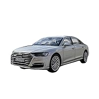 Scale Car Models 1 18 for Audi A8L Silver Car Alloy Die Casting Static Model Collection Display Men Fashion Gift Pre-Built Model Vehicles