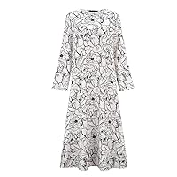 Women's Spring Summer Dresses Loose Belly Floral Dresses Women Party Casual Dresses