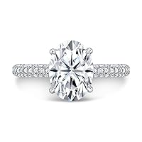 Riya Gems 3.75 CT Oval Colorless Moissanite Engagement Ring for Women/Her, Wedding Bridal Ring Sets, Eternity Sterling Silver Solid Gold Diamond Solitaire 4-Prong Set for Her