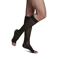 Women’s Style Sheer 780 Open Toe Calf-High Socks 30-40mmHg - Black - Small Short
