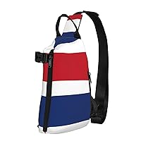 Flag Of Costa Rica Print Lightweight Adjustable Crossbody Backpack Daypack For Men,Women Sling Bag