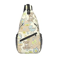 Sling Backpack,Travel Hiking Daypack Bear Print Rope Crossbody Shoulder Bag