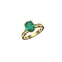 Raw Emerald And Diamond Wedding Ring Gift For Women And Girls 14K Gold Ring