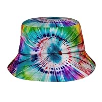 Tie Dye Hippies Print Bucket Hat Sun Caps Beach Fisherman Hats for Teens Women Men Kids Unisex Packable Travel Outdoor