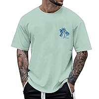 Men's Trendy Palmshadows Logo Drop Shoulder T-Shirts Crewneck Short Sleeve Cotton Soft Tops Outdoor Hip Hop Streetwear