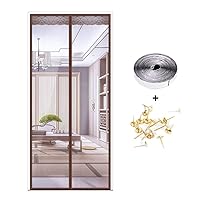 Magnetic Anti Insect Door Curtain, Balcony Door Magnetic Mosquito Net for Doors Automatic Closing, No Drilling Easy to Install Magnetic Mosquito Net Curtain Brown 100 x 230 cm (39 x 91nch)