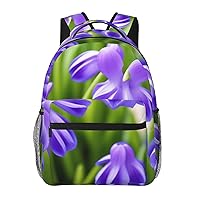 Hyacinth Flower Backpack, 15.7 Inch Large Backpack, Zippered Pocket, Lightweight, Foldable, Easy To Travel