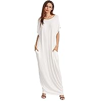 Verdusa Women's Short Sleeve Loose Long Maxi Lounge Dress with Pockets