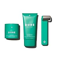 Doré - Le Cleanser Daily Face Cleanser, La Crème Moisturizer + Le Glaçon Facial Ice Roller BUNDLE | Fragrance-Free, Clean Beauty For Sensitive Skin