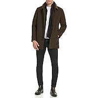 Kenneth Cole Men's Wool Single Breast,Front Inner Quilted Wing Collar Coat