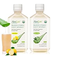 Organic Aloe Vera Juice - 2 Bottle Sample Pack - Lemon, Natural Flavor - 2x500ml