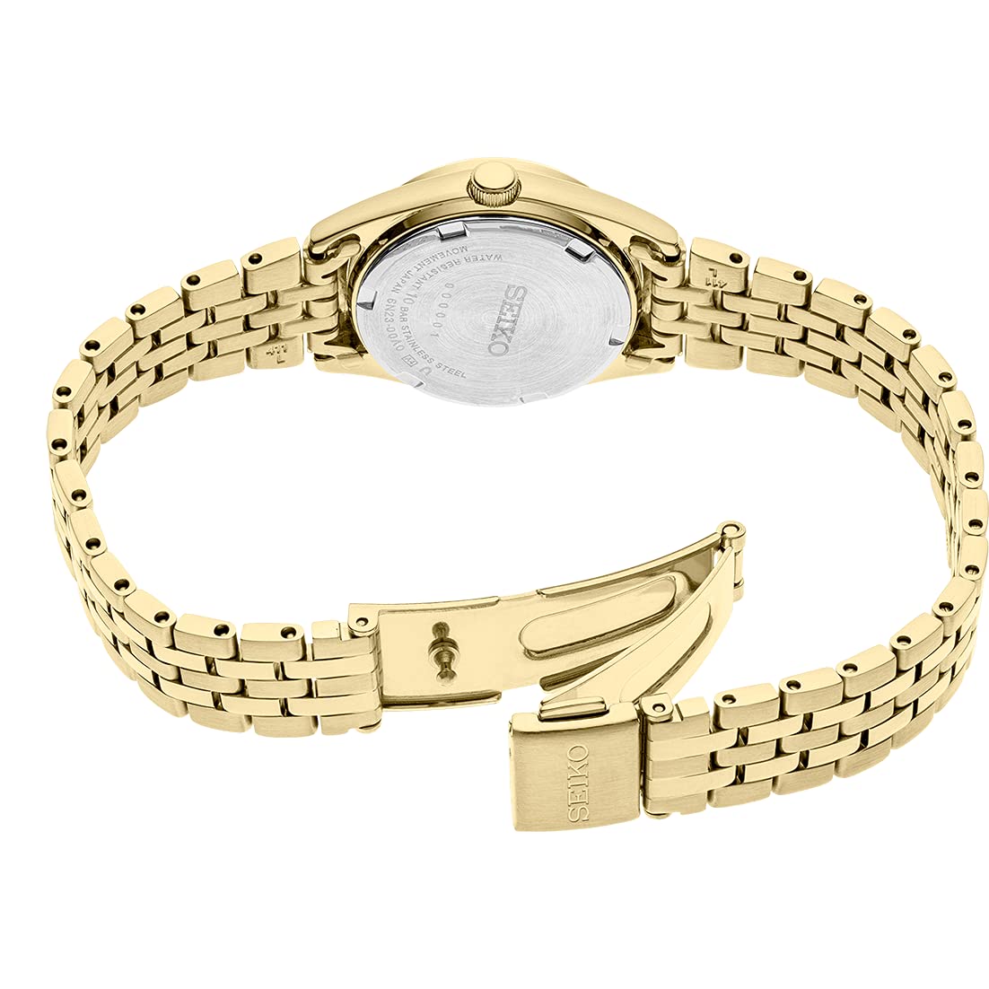 SEIKO SUR440 Watch for Women - Essentials Collection - Gold-Tone Stainless Steel Case and Bracelet, White Dial