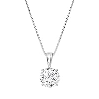La4ve Diamonds 1/2-3.00 Carat, 14K White Gold 4 Prong Set Round-cut Lab Grown Diamond Solitaire Stud Pendant with Chain Necklace | Jewelry for Women Girls | Gift Box Included
