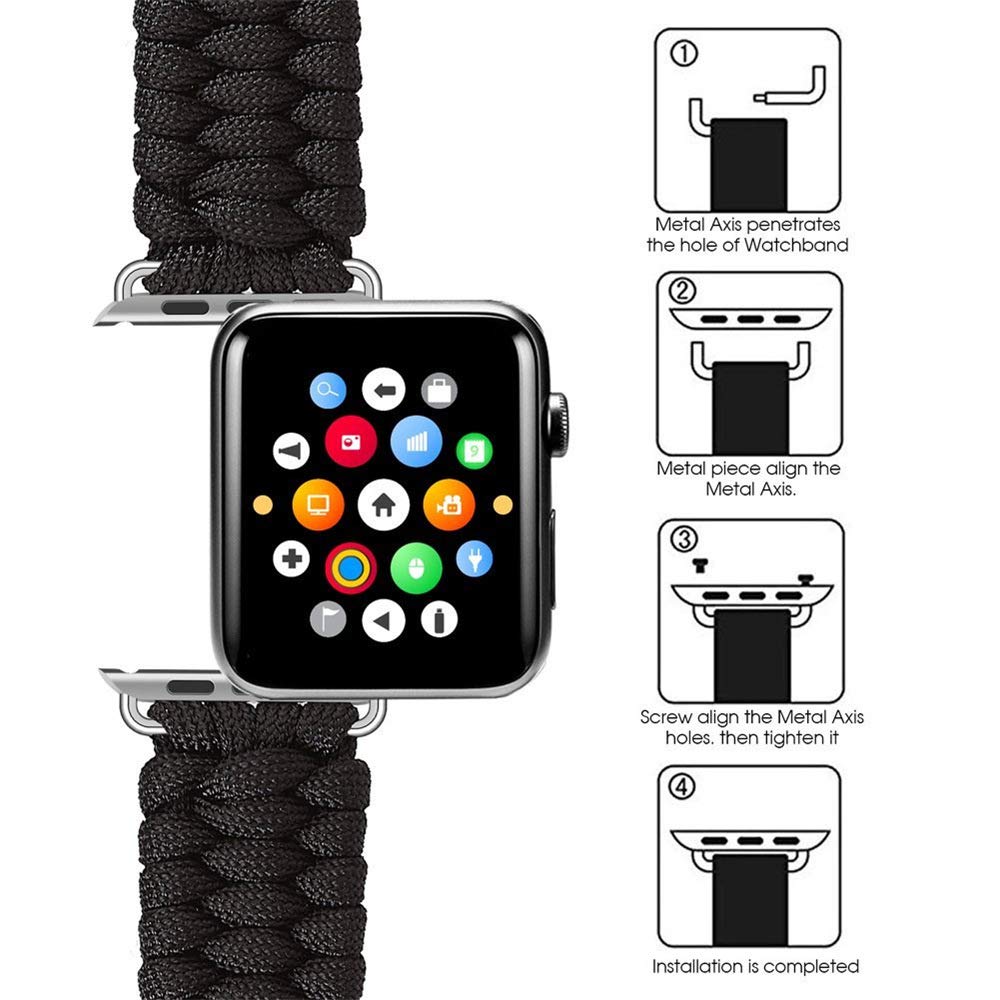Nice Pies Paracord Strap Compatible with Apple Watch Band 38mm/40mm/41mm 42mm/44mm/45mm/49mm,Woven Nylon Loopback Sports Wristband for iWatch Bands Ultra Series 8 7 6 5 4 3 2 1 SE Men Women