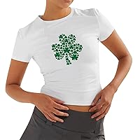 White Long Sleeve Shirts for Women with Poofy Sleeves Irish Print T Shirt Border Women's Foreign Trade St. Pat