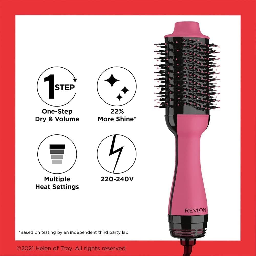 Revlon Salon One-Step hair dryer and Volumiser - New Pink Edition (One-Step, 2-in-1 styling tool, IONIC and CERAMIC technology, unique oval design, for mid to long hair) RVDR5222PUK