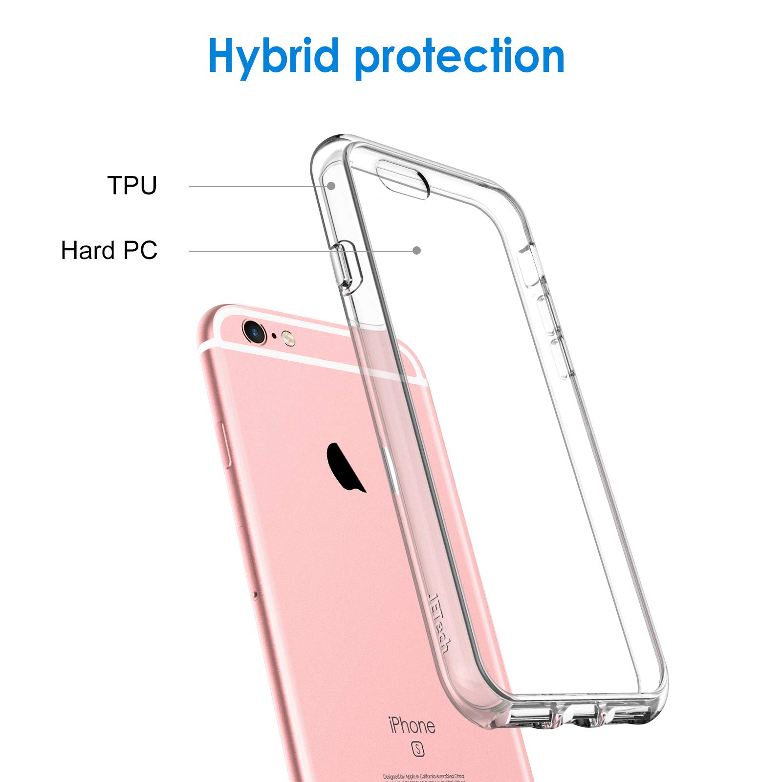JETech Case for iPhone 6 and iPhone 6s, Non-Yellowing Shockproof Phone Bumper Cover, Anti-Scratch Clear Back (Clear)