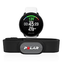 POLAR Unite Waterproof Fitness Watch & H9 Heart Rate Monitor Bundle - (White, Size S-L)