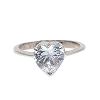 NOVICA Artisan Handmade .925 Sterling Silver Cocktail Ring Cz Heart from India Cubic Zirconia Birthstone 'Glittering Heart'