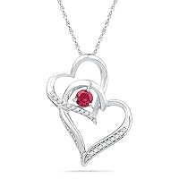 0.31 Carat Diamond & Lab Created Ruby Heart Shape Pendant