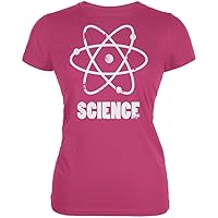 Old Glory Atom Science Distressed Berry Pink Juniors Soft T-Shirt - X-Large