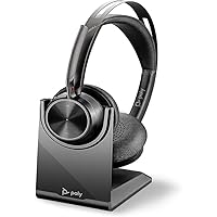 Plantronics Poly - Voyager Focus 2 UC USB-A Headset with Stand Bluetooth Stereo Headset with Boom Mic - USB-A PC/Mac Compatible - Active Noise Canceling - Works with Teams (Certified), Zoom & More