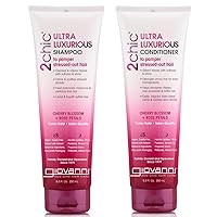 GIOVANNI 2chic Ultra-Luxurious Conditioner - Calms & Smooths Curly & Wavy Hair, Silkens Tresses, Helps Strengthens Overprocessed Hair, Helps Detangle, Color Safe, Cherry Blossom & Rose Petals - 8.5 oz