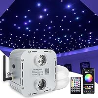 AMKI High Brightness Dual Head 32W Twinkle Mixed1330pcs Fiber Optic Starlight Headliner Kits 16.4ft Cable RGBW Sound Activated APP/Remote Control for Movie Theater Home Pool Roof Ceiling Decoration