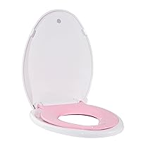 Toilet Seat, Elongated Toilet Seat with Toddler Seat Built in, Potty Training Toilet Seat Elongated Fits Both Adult and Child, with Slow Close and Magnets- Elongated(Pink and White)