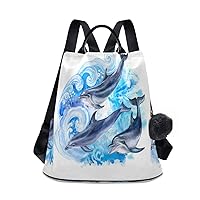 ALAZA Dolphins the Sea Waves Backpack for Daily Shopping Travel