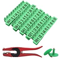 Pig Ear Tag with Plier for Hog Sheep with Number 001-100 Puncher Kit (Green)