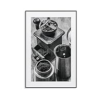 EISNDIE Black And White Retro Poster Coffee Bean Poster Canvas Painting Wall Art Poster for Bedroom Living Room Decor 08x12inch(20x30cm) Unframe-style