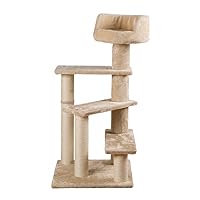 TRIXIE Tulia Senior Cat Tower with Scratching Posts, Four Platforms, Top Platform with Backrest, Beige Medium