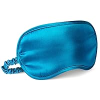 Breathable Silk Sleep Mask Blindfold, Elastic Blackout Eye Cover Headband for Sleeping Nap Travel Time, Peacock Blue, 1 Pack