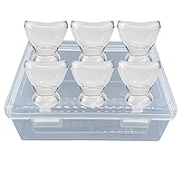 6 Pcs Transparent Glass Eye Wash Cup for Eye Rinse,Cleansing with Storage Container,10ml-Set of 6