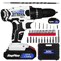 Cordless Screwdriver 21 V Battery Drill with 25 + 1 Torque Levels, 42 Nm Cordless Drill with 45 Nm Battery Screwdriver, 1500 mAh Battery Screwdriver for DIY Project, 29-Piece Accessory Set Tool Case