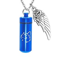 weikui Cylinder Cremation Urn Necklace for Ashes Keepsake Cremation Jewelry for Ashes Stainless Steel Memorial Pendant with Pet Cat Memories Jewelry